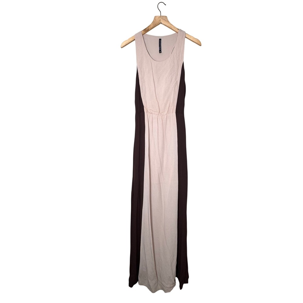 W118 by Walter Baker Womens XS Colorblock Maxi Dress Brown Beige Racerback W7536